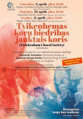Tvikenhemas koru biedrības jauktais koris (Twickenham Choral Society no Lielbritānijas) koncerts