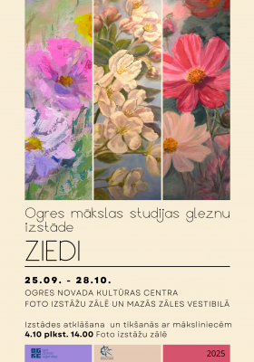 Ogres mākslas studijas gleznu izstāde ZIEDI atklāšana