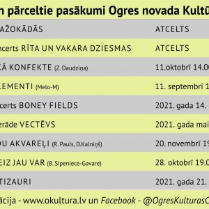 Informācija par norises laiku izmaiņām pasākumiem Ogres novada Kultūras centrā