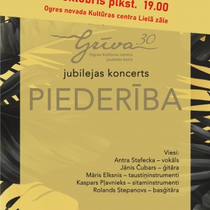 Jauktā kora GRĪVA 30 gadu jubilejas koncerts pārcelts uz 16. oktobri