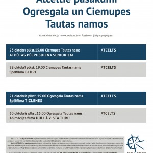 Informācija par izmaiņām Ogresgala un Ciemupes Tautas namu pasākumu norises laikos